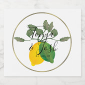 Waterverf Limoncillo Limoen Lemon Likeurfles Etiket (Enkel label)