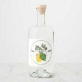 Waterverf Limoncillo Limoen Lemon Likeurfles Etiket (Voorkant)