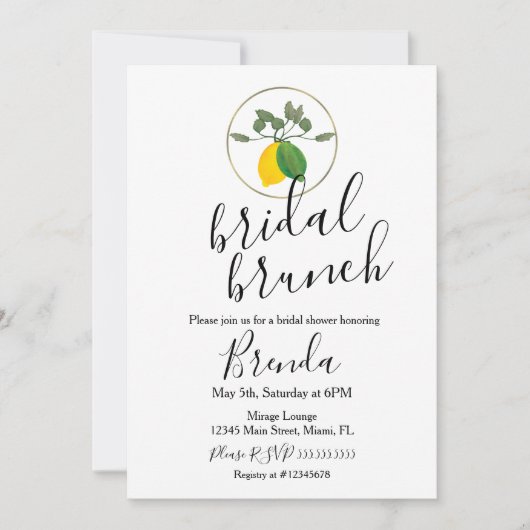 Waterverf Limoncillo Limoen Lemon Vrijgezellenfees Kaart (Voorkant)