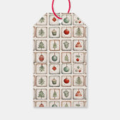 Waterverf Lineart kerstpatroon Cadeaulabel (Achterkant)
