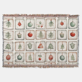 Waterverf Lineart kerstpatroon Deken