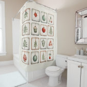 Waterverf Lineart kerstpatroon Douchegordijn (In situ)