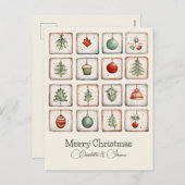 Waterverf Lineart kerstpatroon Feestdagenkaart (Voorkant / Achterkant)