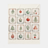 Waterverf Lineart kerstpatroon Fleece Deken (Voorkant)