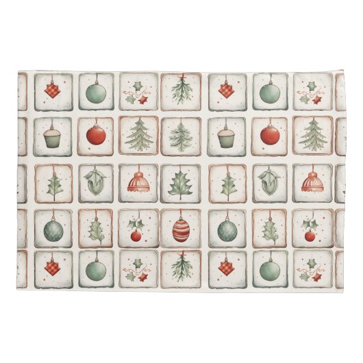 Waterverf Lineart kerstpatroon Kussensloop (Achterkant)