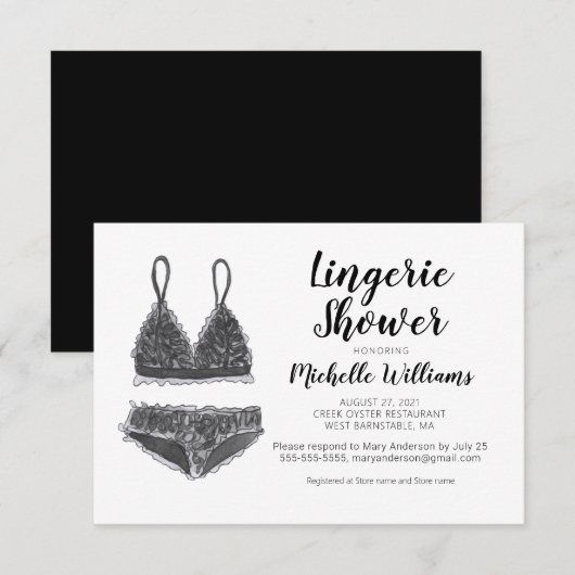 Waterverf lingerie bruiloftsshower uitnodiging (Voorkant / Achterkant)