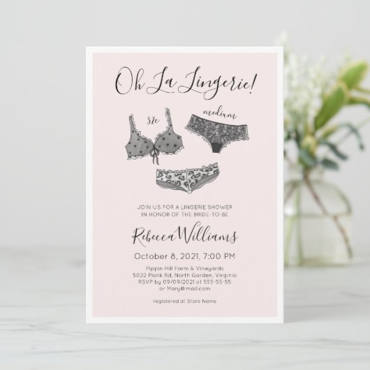 Waterverf Lingerie Shower Vrijgezellenfeest Kaart (Staand voorkant)