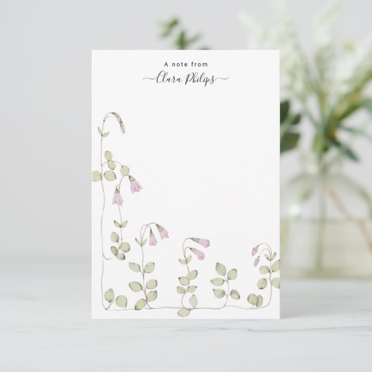 waterverf linnea bloemenkaart met naam bedankkaart (Staand voorkant)