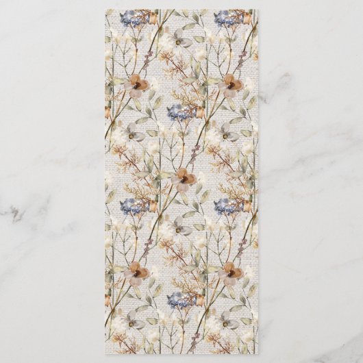 Waterverf Linnen Wildflower Tea Party Menu (Achterkant)