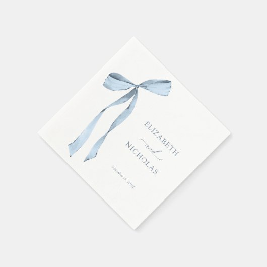 Waterverf lint boog stoffig blauw bruiloft servet (Hoek)