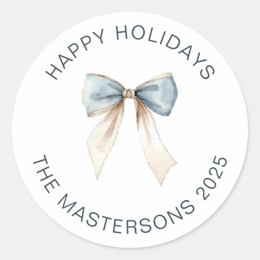 Waterverf lint boog vakantie groet ronde sticker (Voorkant)