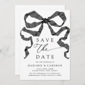 Waterverf lint boog zwart en wit save the date (Voorkant / Achterkant)