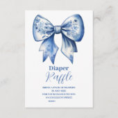 Waterverf lint Dusty Blue Bow Raffle Diapper Informatiekaartje (Voorkant)