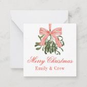 Waterverf Lint Mistletoe Kerstmis Notitiekaartje (Voorkant)