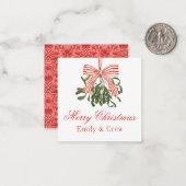 Waterverf Lint Mistletoe Kerstmis Notitiekaartje (Voorkant / Achterkant in situ)