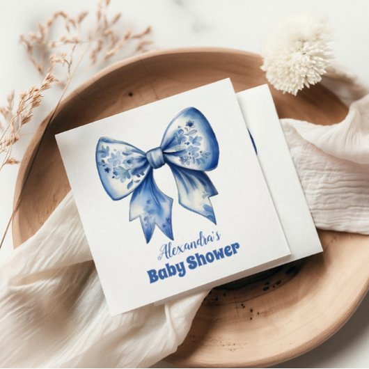 Waterverf lint stoffige blauwe boog servet