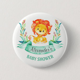 Waterverf Lion Baby shower Ronde Button 5,7 Cm