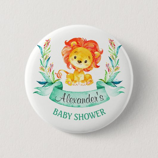 Waterverf Lion Baby shower Ronde Button 5,7 Cm (Voorkant)
