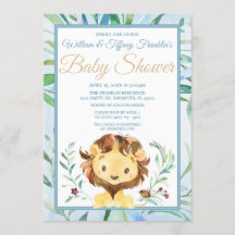 Waterverf Lion Boy's Blue Baby shower