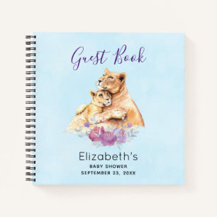Waterverf Lion & Cub Baby shower Gastenboek Notitieboek