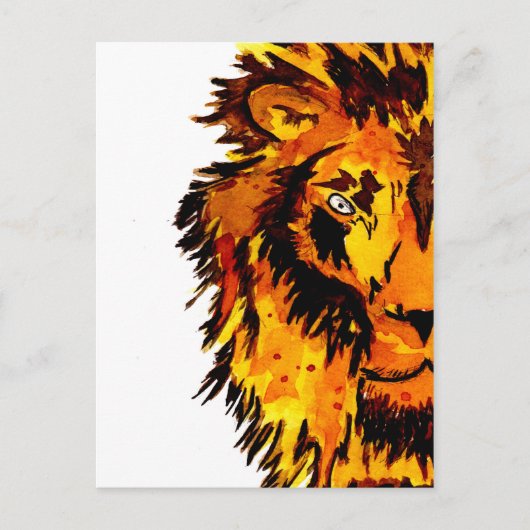 Waterverf Lion Half Face Briefkaart (Voorkant)