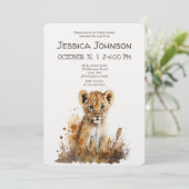 Waterverf Lion King's Baby shower Kaart (Staand voorkant)