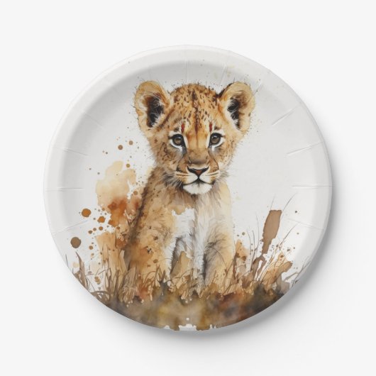 Waterverf Lion King's Party Paper Borden Papieren Bordje (Voorkant)