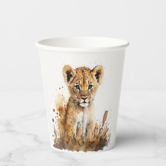 Waterverf Lion King's Party Paper Cups Papieren Bekers (Voorkant)