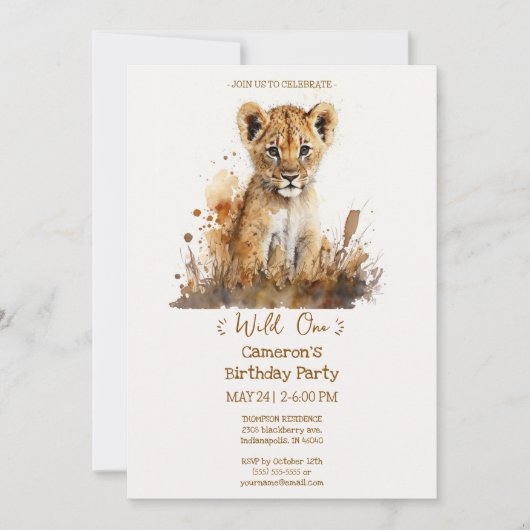 Waterverf Lion King's Wild One Kaart (Voorkant)