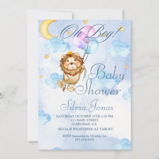 Waterverf Lion oerwoud Animal baby shower Boy Kaart (Voorkant)