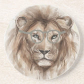 Waterverf Lion Onderzetter in beige en bruin (Voorkant)