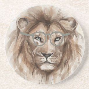 Waterverf Lion Onderzetter in beige en bruin
