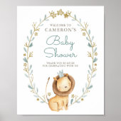 Waterverf Lion Prince Baby shower Welkom Poster (Voorkant)