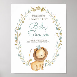 Waterverf Lion Prince Baby shower Welkom Poster
