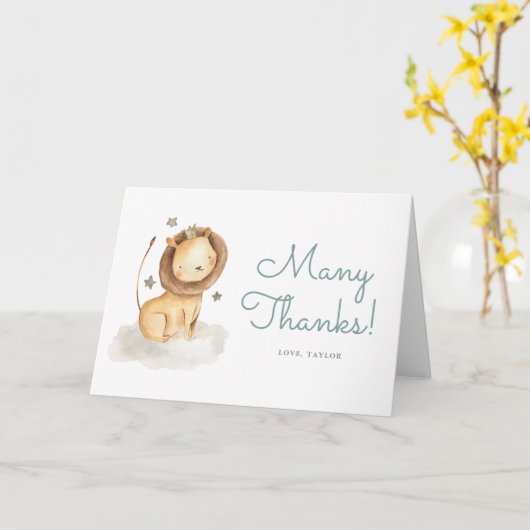 Waterverf Lion Prince Birthday Dank u Kaart (Gele Bloem)