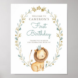 Waterverf Lion Prince Eerste verjaardag Welkom Poster