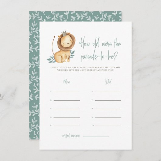 Waterverf Lion Prince Hoe oud waren de ouders? Informatiekaartje (Voorkant / Achterkant)