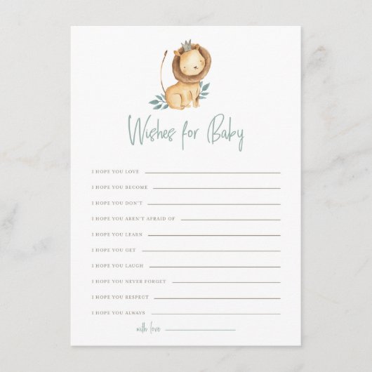 Waterverf Lion Prins wenst Baby Kaart (Voorkant)