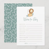 Waterverf Lion Prins wenst Baby Kaart (Voorkant / Achterkant)