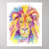 Waterverf Lion Print - kleurrijk wanddecor (Voorkant)