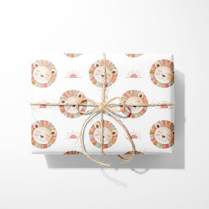 Waterverf Lion & Sun - Roze - Safari Dier Cadeaupapier