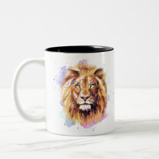 Waterverf Lion Tweekleurige Koffiemok (Links)