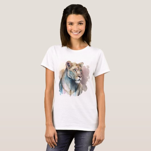 Waterverf Lioness 3 T-shirt (Voorkant volledig)