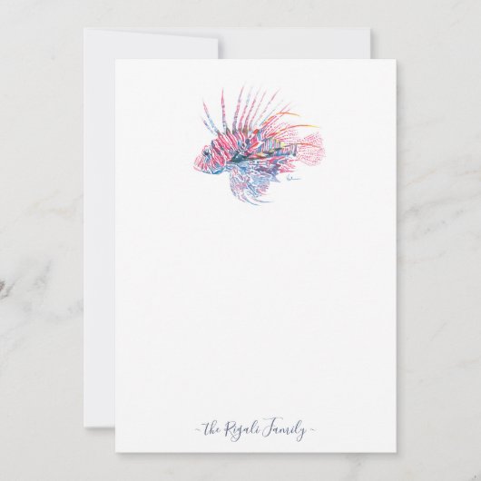 Waterverf Lionfish Specialized Stationery Notitiekaartje (Voorkant)