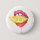 Waterverf Lip & Lemon Button (Voorkant)