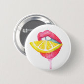 Waterverf Lip & Lemon Button (Voorkant /achterkant)