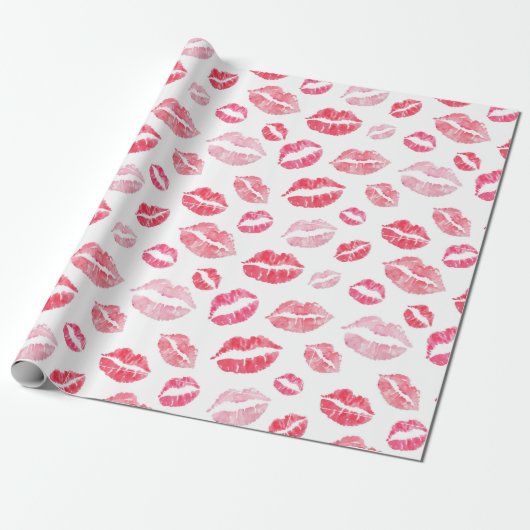 Waterverf lip prints cadeaupapier (Uitgerold)