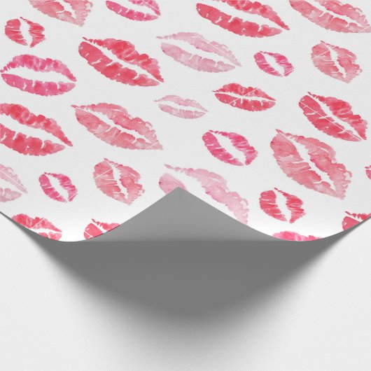 Waterverf lip prints cadeaupapier (Hoek)