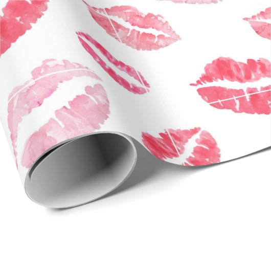 Waterverf lip prints cadeaupapier (Rol Hoek)