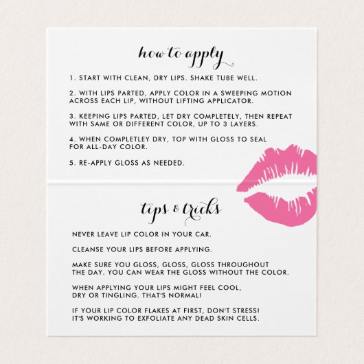 Waterverf Lip Product Distributeur Tips & Tricks Visitekaartje (Binnenkant ongevouwen)